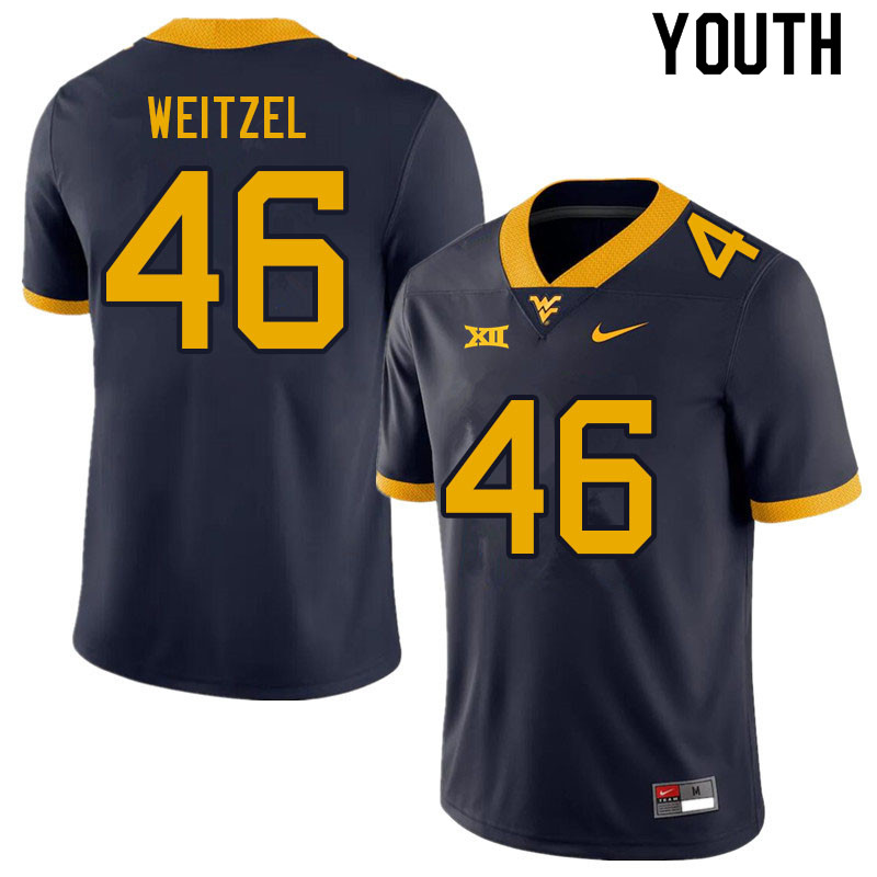 NCAA Youth Trace Weitzel West Virginia Mountaineers Navy #46 Nike Stitched Football College Authentic Jersey GG23K66WX